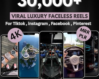 30.000+ Viral Luxury Rich Lifestyle Videos Reels, Cars, Yacht, Plane, Millionaire, TikTok, Instagram, YouTube, Digital Marketing, MRR, PLR