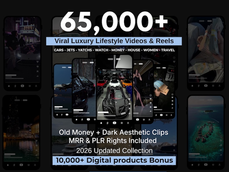 Viral millionaire lifestyle reels bundle for Instagram Reels TikTok YouTube Shorts and Facebook