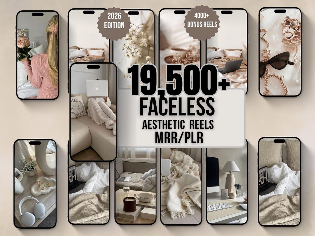 19,500+ Faceless Reels Bundle | Luxury Aesthetic Videos for Instagram & TikTok | PLR MRR R