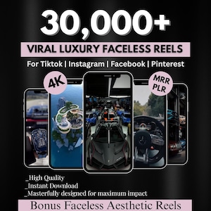 30.000+ Viral Luxury Rich Lifestyle Videos Reels, Cars, Yacht, Plane, Millionaire, TikTok, Instagram, YouTube, Digital Marketing, MRR, PLR