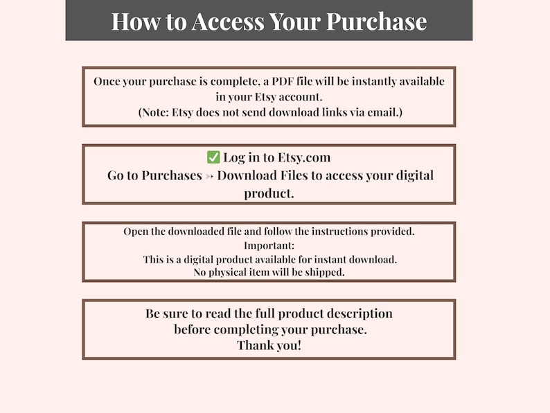 How to access your purchase from etsy