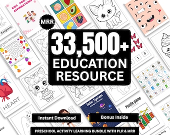 33,500+ Educational Kids Resources Bundle, Kids Learning Bundle, DFY Digital Product Bundle, PLR Master Resell Rights, Classroom Activities