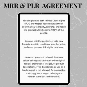 MRR & PLR Agreement 
MRR = Master resell rights 
PLR = private label rights