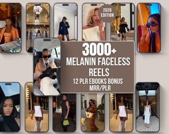 3000+ Melanin Faceless Reels Bundle | Innehåll för svarta kvinnor | Instagram TikTok | PLR MRR