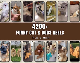 4300 Viral Dog & Cat Videos | TikTok Pet Reels Bundle | PLR + MRR License