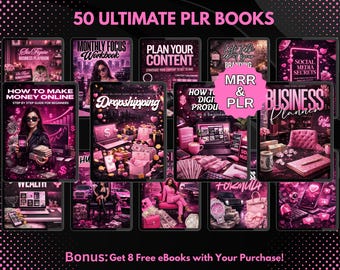50 PLR Ebook Boss Babe Bundle | Editable eBooks | Canva Template | Printable Templates | PLR Digital Products | MRR Products