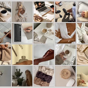 Faceless branding images for Canva templates and social media, neutral luxury aesthetic stock photo vault