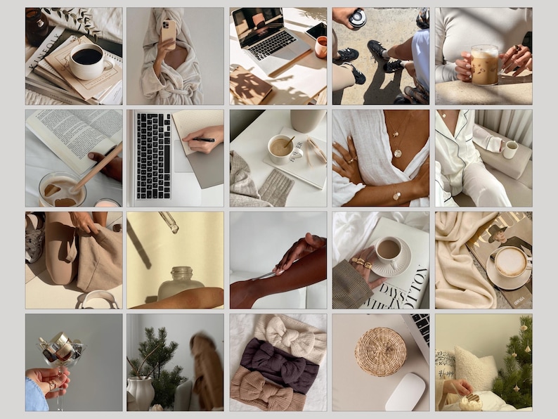Faceless branding images for Canva templates and social media, neutral luxury aesthetic stock photo vault