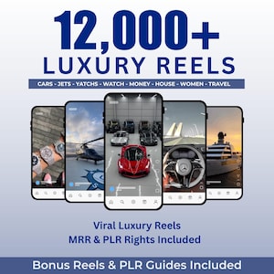 12,000+ Viral Luxury Rich Lifestyle Videos Reels, Cars, Yacht, Plane, Millionaire, TikTok, Instagram, YouTube, Digital Marketing, MRR, PLR
