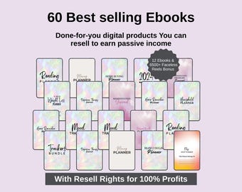 60 Done-For-You Best Selling eBooks | Editable Canva Templates | Digital Products to Resell | MRR & PLR Rights