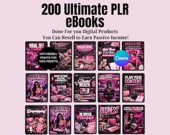 200 PLR Ebook Boss Babe Bundle | Editable eBooks | Canva Template | Printable Templates | PLR Digital Products | MRR Products