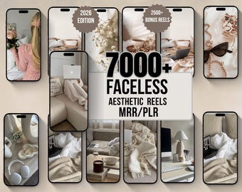 Bundel met 7000+ gezichtsloze haspels | Esthetische video's voor digitale marketing | PLR MRR | Virale inhoud | Bewerkbaar canvas | Passief inkomen |