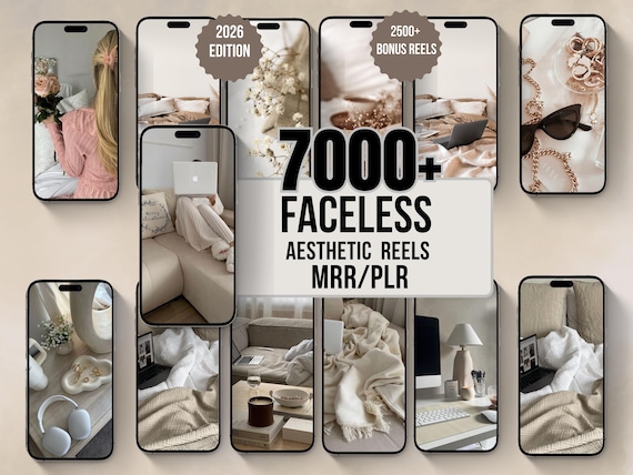 7000+ Faceless Reels Bundle | Aesthetic Videos for Digital Marketing | PLR MRR | Viral Content | Canva Editable | Passive Income |