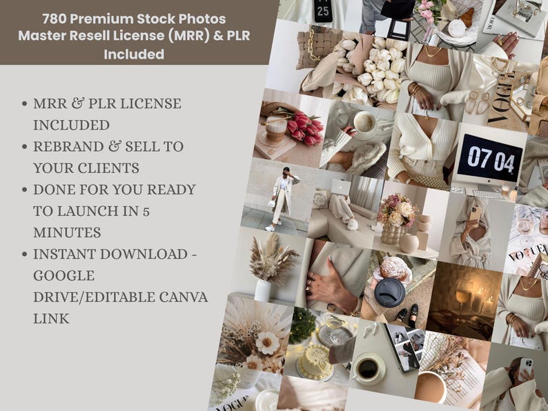 Minimal beige aesthetic lifestyle stock photos for Etsy sellers and content creators, 780 image mega bundle