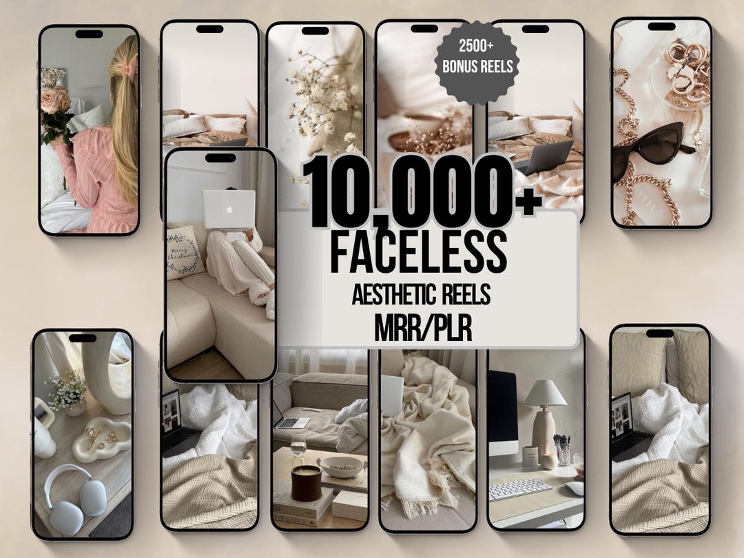 10,000+ Faceless Reels | Viral Aesthetic Videos | Digital Marketing Bundle | Canva Editable ...