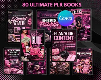 80 PLR Ebook Boss Babe Bundle | Editable eBooks | Canva Template | Printable Templates | PLR Digital Products | MRR Products