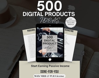 500 Digital Product Ideas | Master Resell Rights | Canva Template | Private Label Rights | Done For You Digital Product Ebook | Side Hustle.
