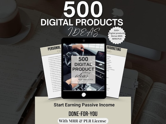 500 Digital Product Ideas | Master Resell Rights | Canva Template | Private Label Rights | Done For You Digital Product Ebook | Side Hustle.