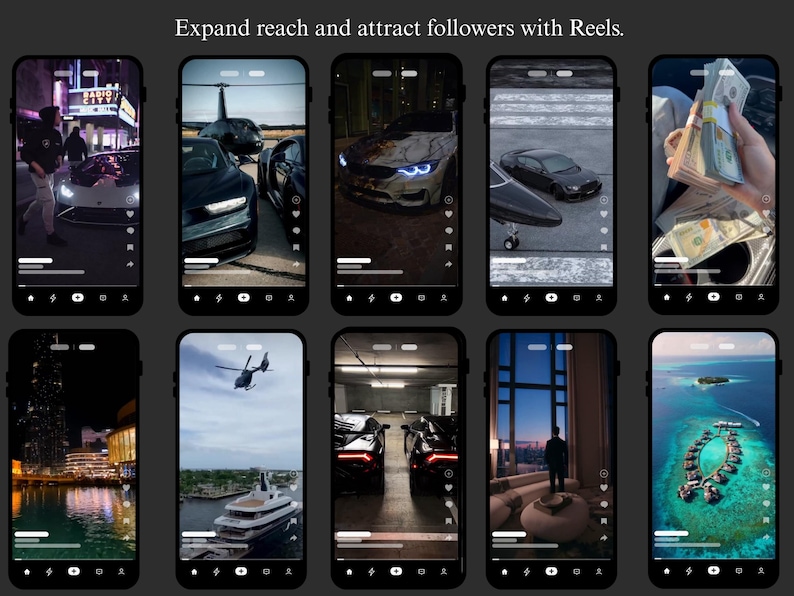 Aesthetic viral reel previews to help expand your reach and grow your followers using luxury lifestyle video content.