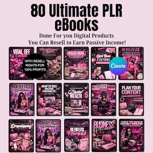 80 PLR Ebook Boss Babe Bundle | Editable eBooks | Canva Template | Printable Templates | PLR Digital Products | MRR Products