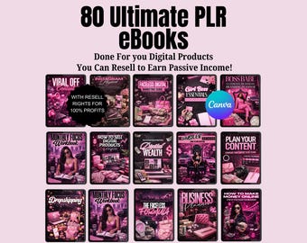 80 PLR Ebook Boss Babe Bundle | Editable eBooks | Canva Template | Printable Templates | PLR Digital Products | MRR Products