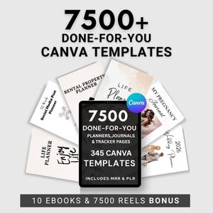 7500 Done For You PLR MRR Digital Canva Template Bundle, 2025 2026 Digital DFY Templates, Planners, Journals, Trackers, 100% Resell Rights
