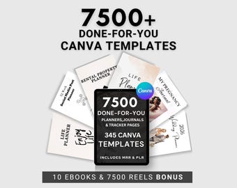 7500 Done For You PLR MRR Digital Canva Template Bundle, 2025 2026 Digital DFY Templates, Planners, Journals, Trackers, 100% Resell Rights