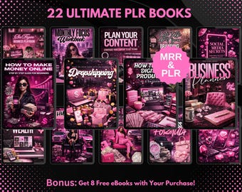22 PLR Ebook Boss Babe Bundle | Editable eBooks | Canva Template | Printable Templates | PLR Digital Products | MRR Products