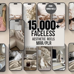 Más de 15 000 reels sin rostro / Vídeos virales estéticos / Paquete de marketing digital / Contenido editable en Canva / PLR y MRR / Ingresos pasivos