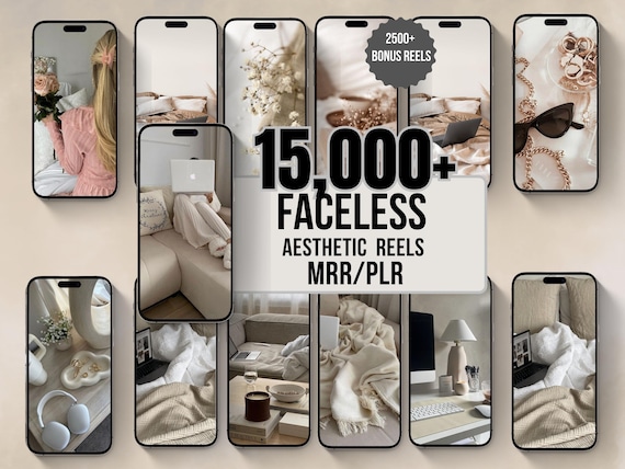 15,000+ Faceless Reels | Viral Aesthetic Videos | Digital Marketing Bundle | Canva Editable | PLR & MRR | Passive Income Content