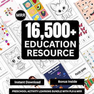 Paket für Kinder-Lernen und Klassenzimmer-Aktivitäten, Arbeitsblätter für Lehrer Eltern für Kinder, DFY Digital Produktpaket, PLR MRR Master Weiterverkaufsrechte.