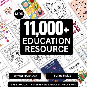 11,000+ Kids Learning Activities Bundle: Homeschool & Classroom Worksheets (PLR/MRR Digital Download