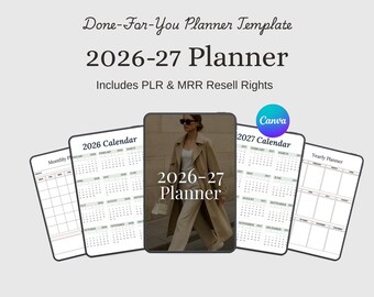 Done For You 2026 Digital Planner Bundle | PLR & MRR Included | Ready to Sell Editable Planner | Canva Template | Resell Rights