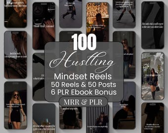 100 bobines Hustling Mindset Woman | Citations motivantes | Vidéos de marketing numérique de luxe sans visage | Droits de revente principaux | Motivation intense