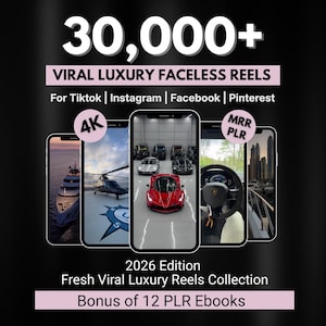 30.000+ Viral Luxury Rich Lifestyle Videos Reels, Cars, Yacht, Plane, Millionaire, TikTok, Instagram, YouTube, Digital Marketing, MRR, PLR
