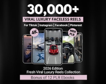 30.000+ Viral Luxury Rich Lifestyle Videos Reels, Cars, Yacht, Plane, Millionaire, TikTok, Instagram, YouTube, Digital Marketing, MRR, PLR
