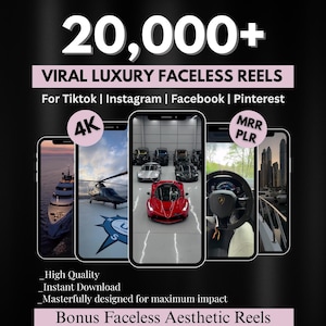 20.000+ Viral Luxury Rich Lifestyle Videos Reels, Cars, Yacht, Plane, Millionaire, TikTok, Instagram, YouTube, Digital Marketing, MRR, PLR