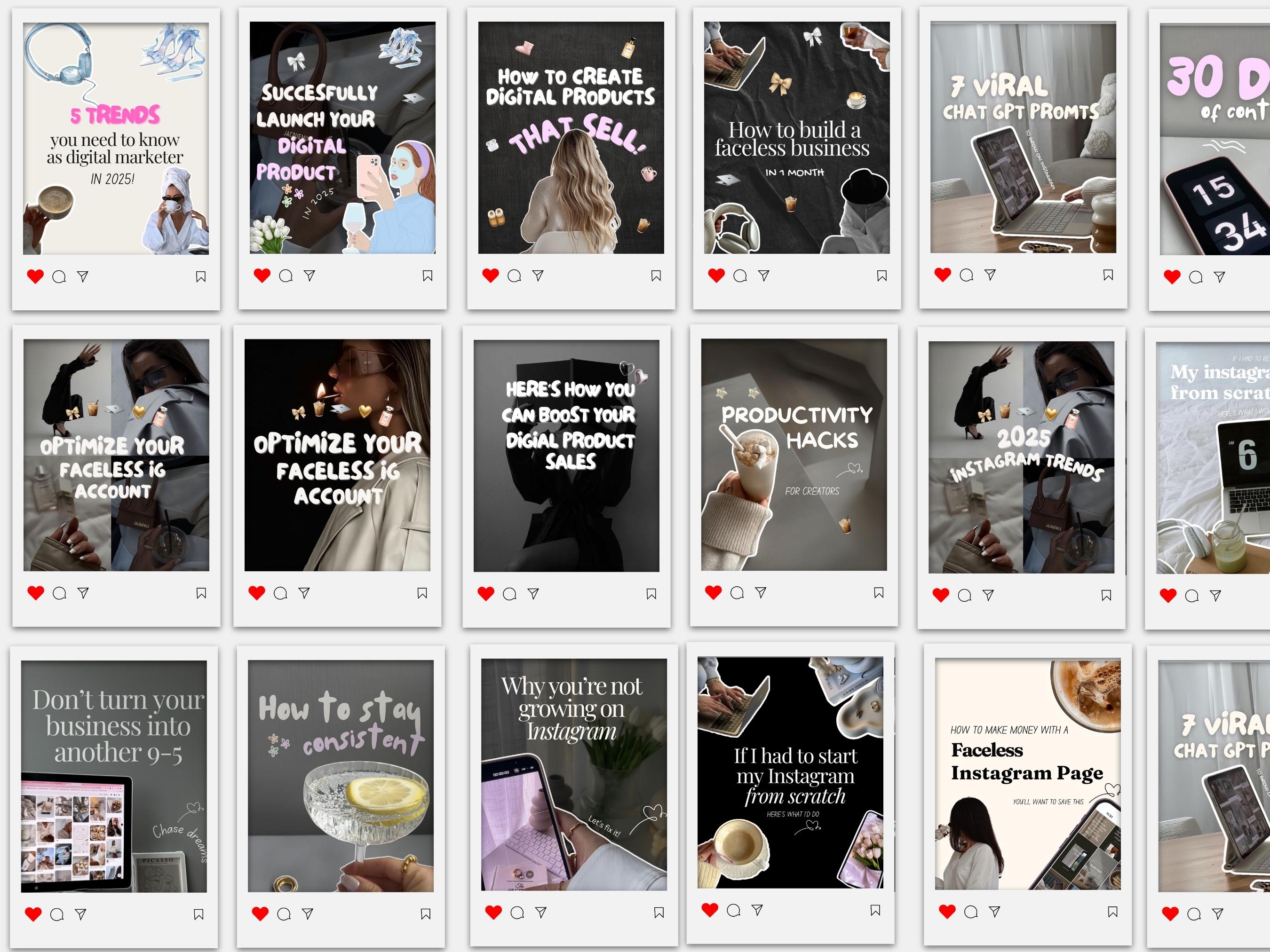 400+ Faceless Instagram Carousel Templates Canva | Aesthetic IG ...