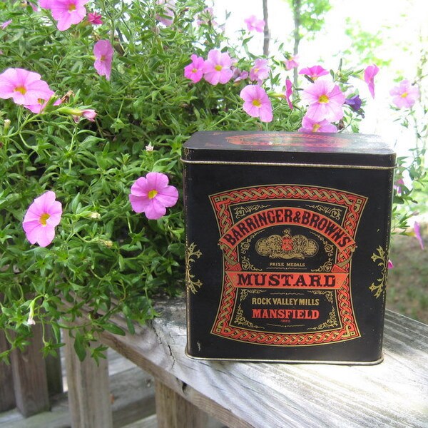 Vintage English Tin Mustard Barringer & Brown's Mansfield Storage Advertising Collectible
