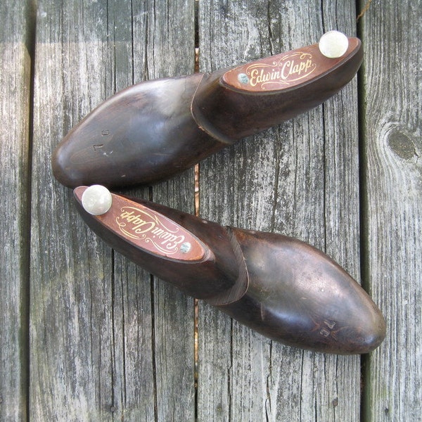 Vintage Shoe Forms Lasts Mens Edwin Clapp Antique Wood  Wooden Display Collectible