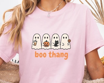 Maglietta con simpatico fantasma di Halloween, maglietta Boo Thang, maglietta per la stagione spettrale, maglietta con simpatico fantasma Boo, amanti dei fantasmi di Halloween, maglietta con simpatico fantasma Boo, maglietta unisex