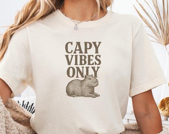 Maglietta Capy Vibes Only Capybara, maglietta trendy e rilassata