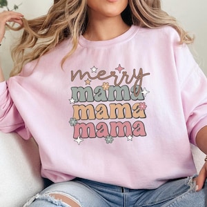Merry Mama Christmas Sweatshirt, Ugly Christmas Sweater, Vintage Christmas Sweater, Retro Santa Christmas Shirt, Christmas Gift, Unisex