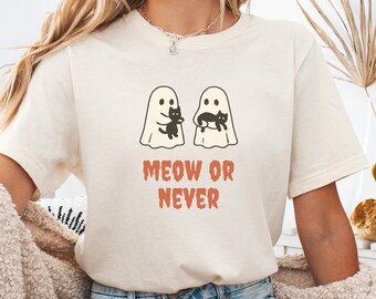 Funny Halloween Cat T-Shirt, Spooky Ghost Unisex Tee