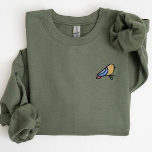 Embroidered Bird Unisex Sweatshirt, Nature Crewneck