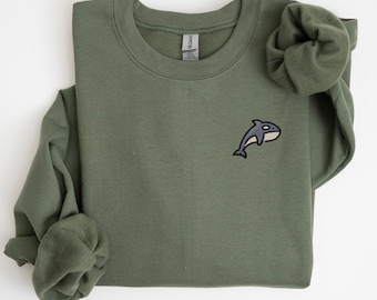 Embroidered Orca Unisex Sweatshirt, Whale Crewneck
