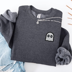 Embroidered Ghost Sweatshirt, Embroidered Halloween Crewneck, Ghost Sweater, Funny Sweatshirt, Unisex Embroidered Shirt, Ghost Tee