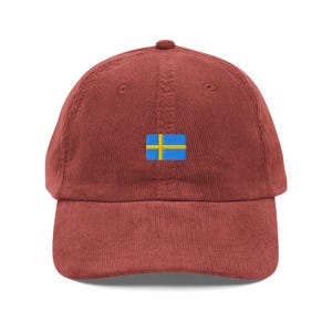 Sweden Flag Baseball Cap, Gift For Sweden Flag Lovers, Cute Sweden Corduroy Cap, Sustainable Hat, Embroidered Hat, Vintage Funny Hat