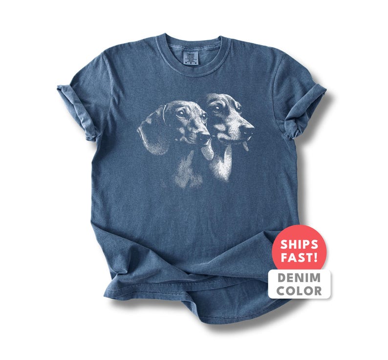 Dachshund Shirt | Vintage Dachshund Dog Portrait Tee | Dachshund Mom Dad Gift | Comfort Colors Weenie Dog Breed Graphic Top image 7