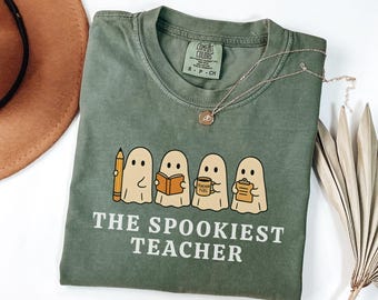 Läskigaste lärarskjortan | Komfortfärger Halloween-lärartröja | Söt spökgåva | Rolig lärartröja